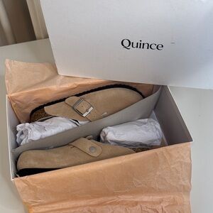 Quince Water Repellent Suede Clog Mule Dune NEW